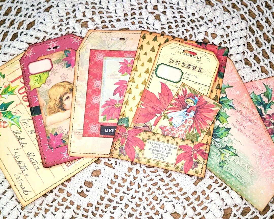 Christmas Junk Journal Handmade Tags Set 6 - Etsy