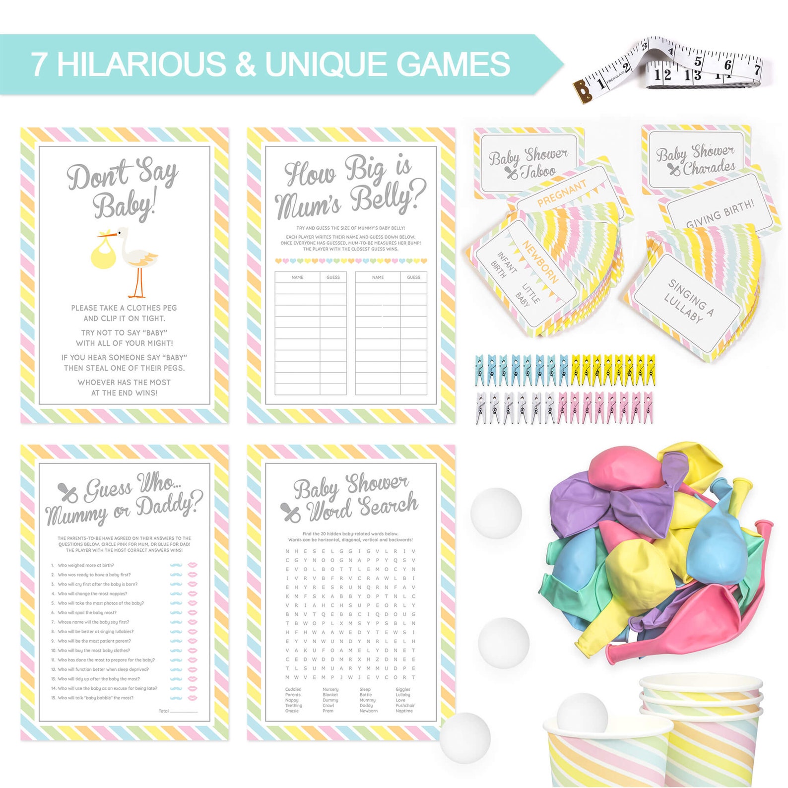 Baby Shower Bundle 7 Hilarious Baby Shower Games classy Etsy