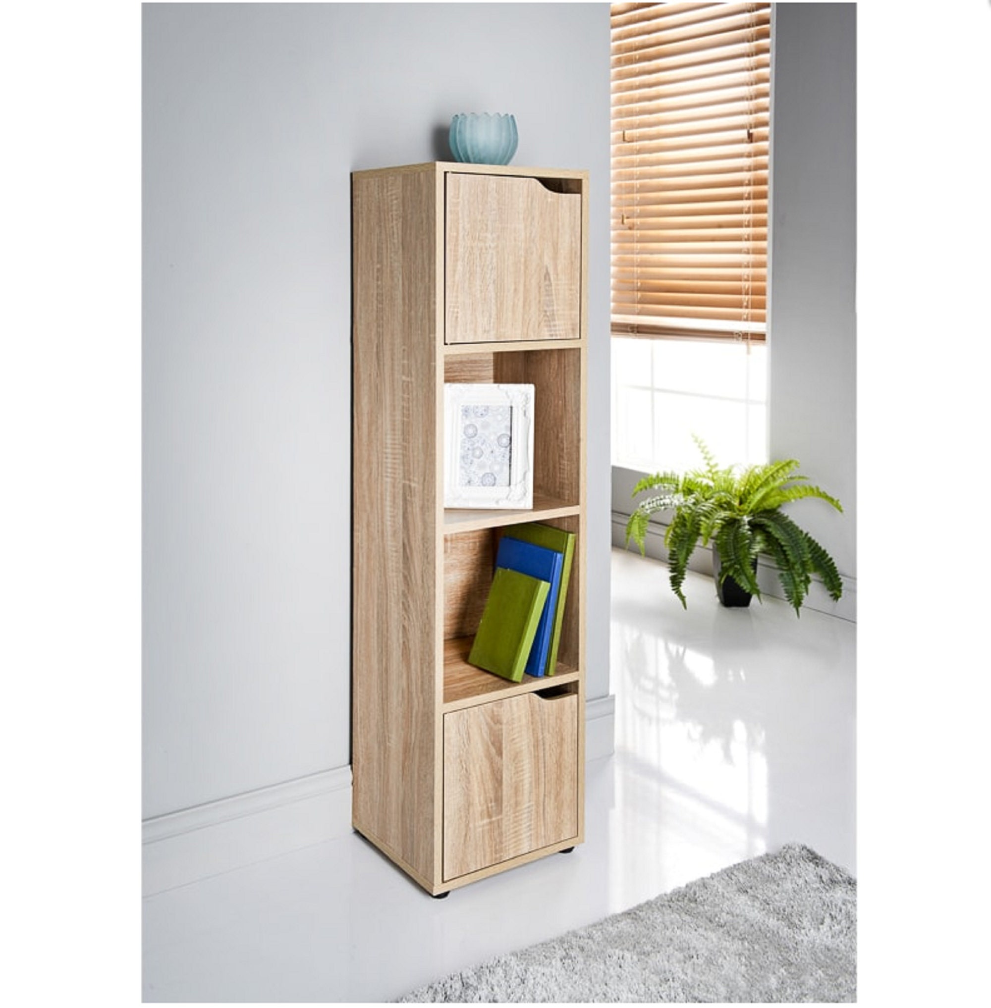 Oak 4 Cube Bookcase Shelving Unit 2 Doors Bookcases G0128 Etsy UK