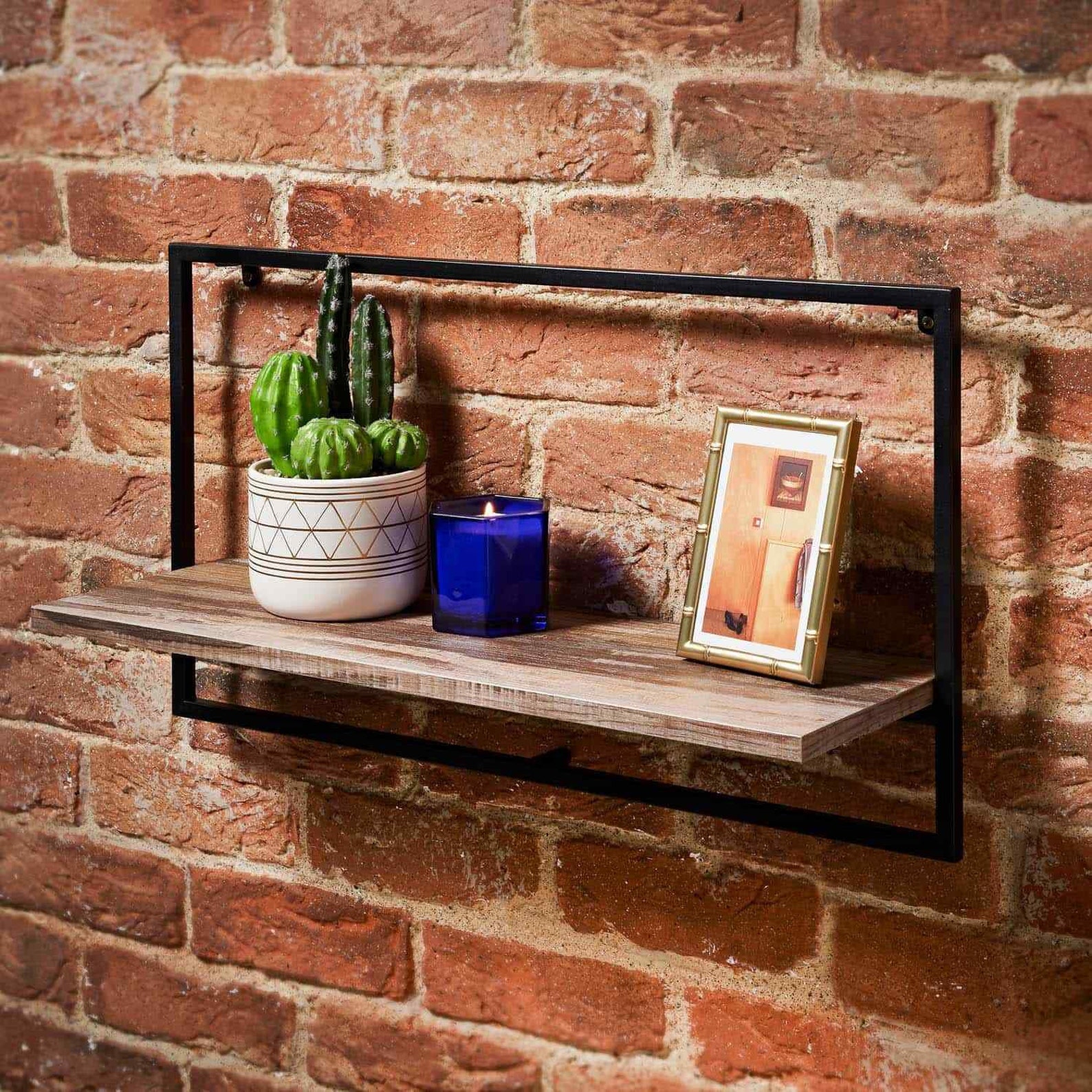 Black Metal Frame MDF Wooden Wall Floating Shelf/Shelves Etsy