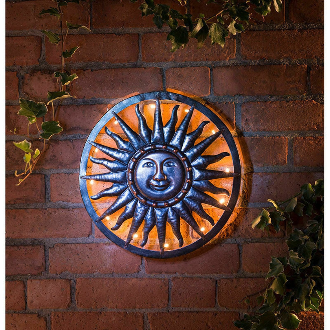 Outdoor Solar Powered 40cm Bronze Sun Metal Wall Art Bronze Etsy UK