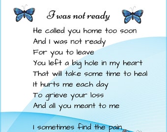 Sympathy Poem Print | Memorial Gift, Bereavement Poem (Physical print and Digital Download)
