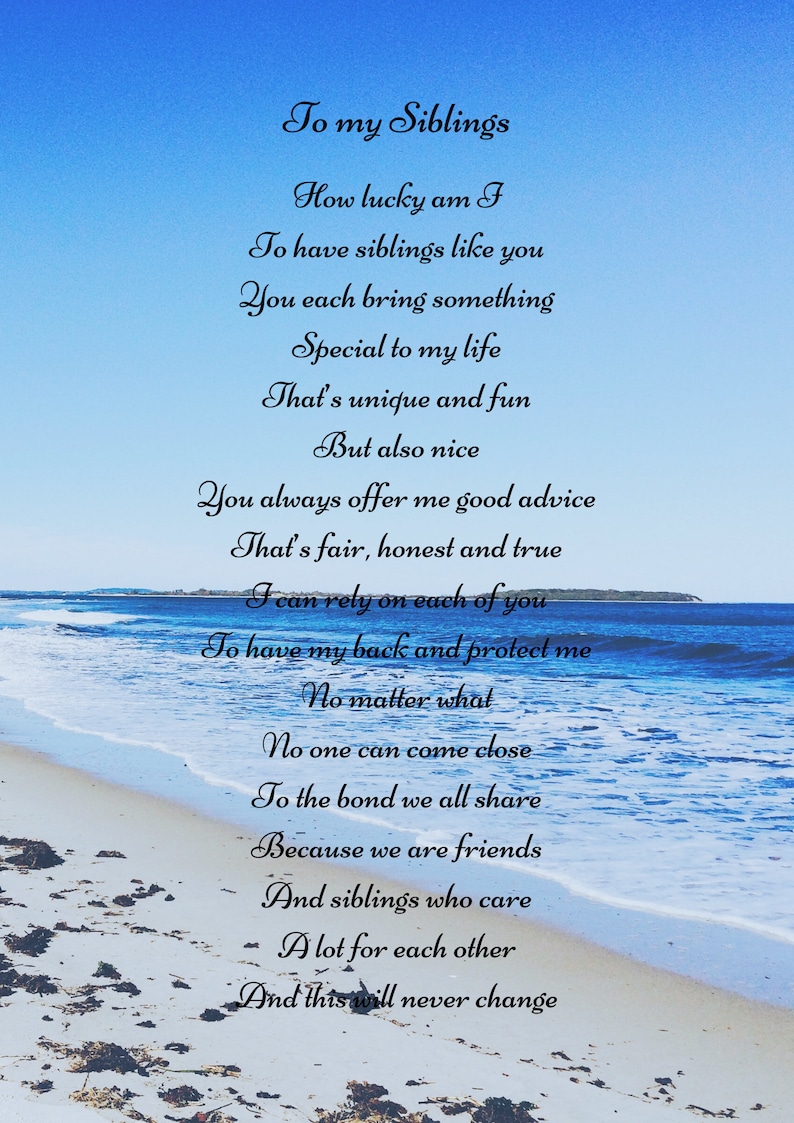 Personalized Siblings Poem Print | Twins, Triplets Gift (digital ...