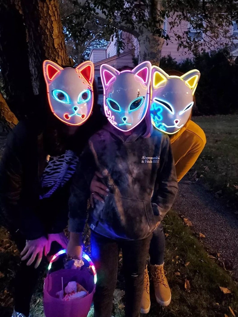 LED Lighted Cat Face Mask /anime Cosplay Kitsune Mask/el Etsy UK