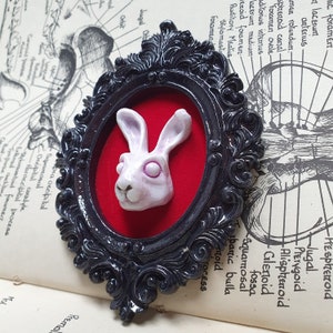 White Rabbit Head Frame // Alice in Wonderland Inspired White Rabbit Wall Decor, Gothic Home Decor, White Rabbit Mount Decor