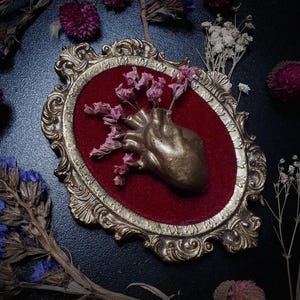 Floral Anatomical Heart Frame, Gothic Witchy Home Decor