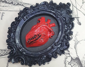 Anatomical Heart Oval Frame // Unusual gifts, Bespoke gifts, Memento Mori, Gothic home decor, Black Ornate Picture Frame