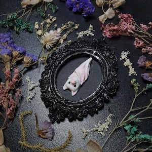 Albino Fruit Bat Wandkunst runder Rahmen, Gothic Geschenke für sie, Dark Academia, Cottage Core, Geschenke für besondere Anlässe, Gothic Home Decor & Wandkunst