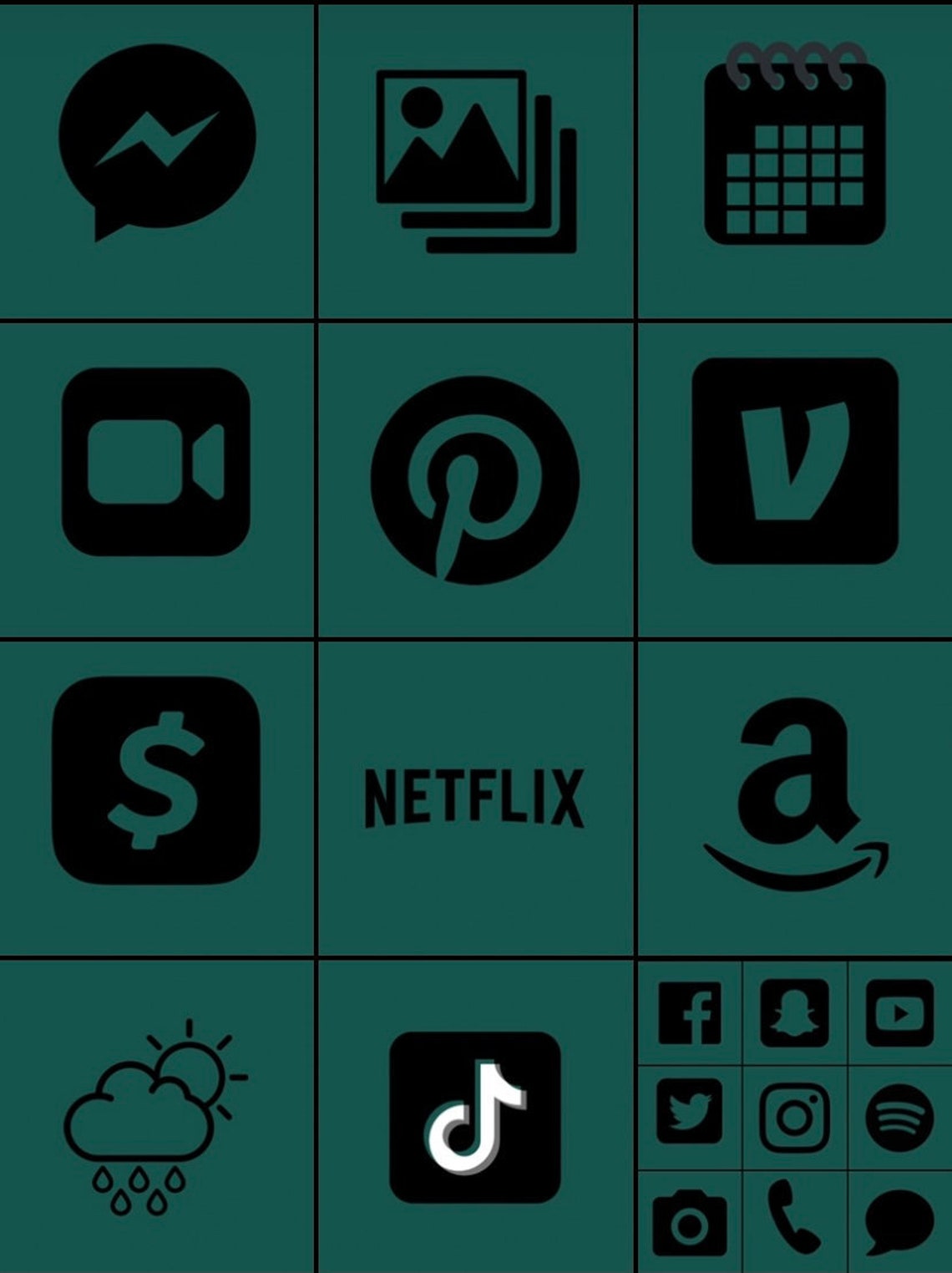 24 INCLUDED Dark Teal Ios14 App Icons Etsy Ireland