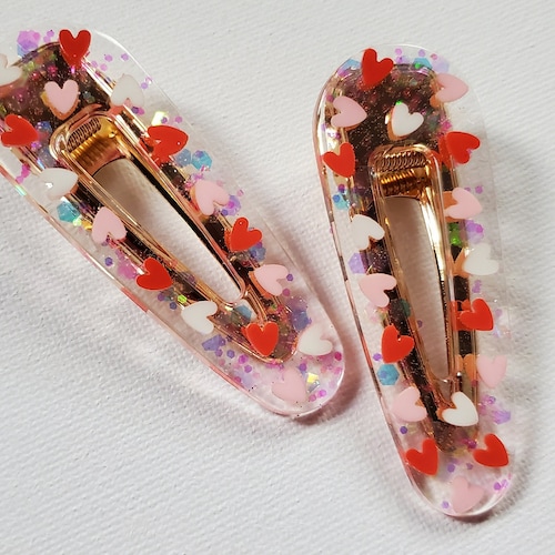 Resin Heart Hair Clips/ Teardrop Hair Barrettes/ Cute Hair Etsy