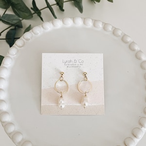 Freshwater Pearl Hoop Earrings: Gold Plated June Birthstone
