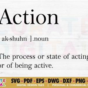 Action Quote SVG Printable Cut File for Cricut Silhouette, Clipart ...