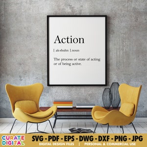 Action Quote SVG Printable Cut File for Cricut Silhouette, Clipart, Commercial Vector Design, Digital Download