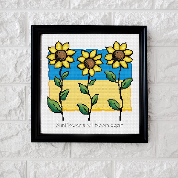 Free - Sunflowers - Ukraine - PDF Cross Stitch Pattern - INSTANT DOWNLOAD
