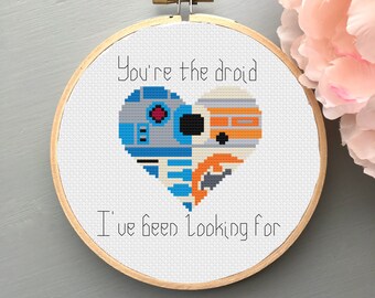 Star Wars - Droid - R2D2 - BB8 - Valentine's day - PDF Cross Stitch Pattern - INSTANT DOWNLOAD