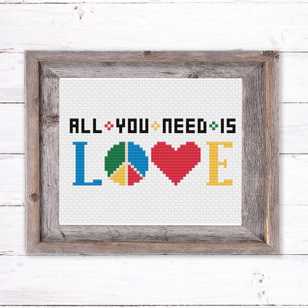 The Beatles - All You Need Is Love - PDF Cross Stitch Pattern - INSTANT DOWNLOAD