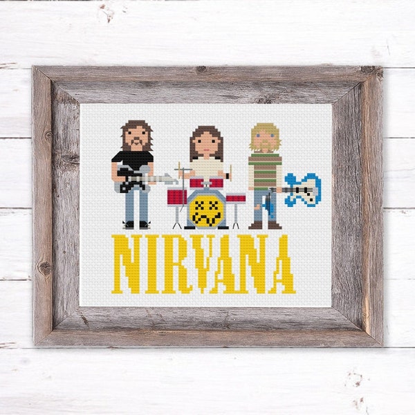 Parody - Nirvana - Rock Band - Modern Cross Stitch - PDF Cross Stitch Pattern - INSTANT DOWNLOAD