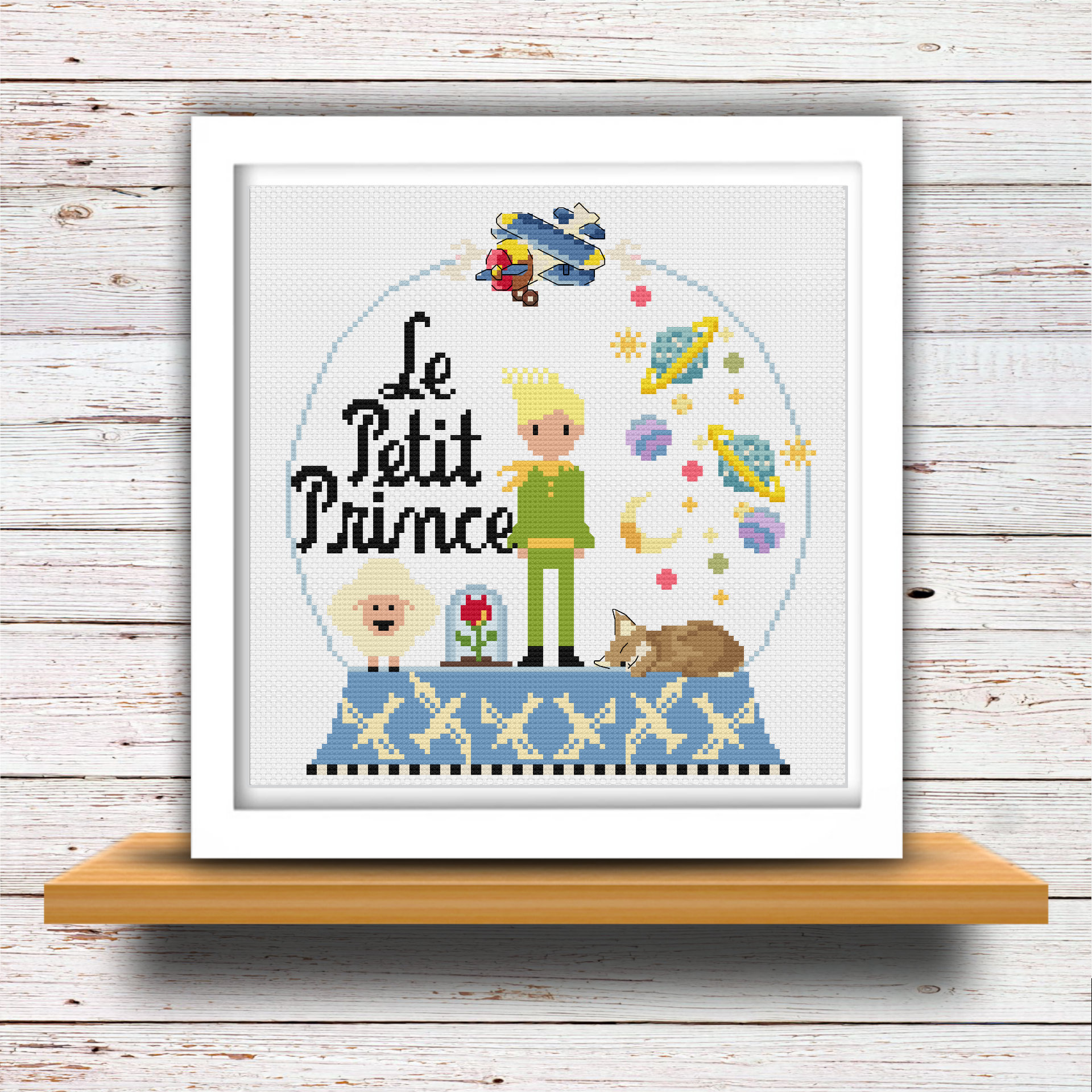 Le Petit Prince Cross Stitch Hoop Art. Little Prince Hoop Art. Modern Cross  Stitch.