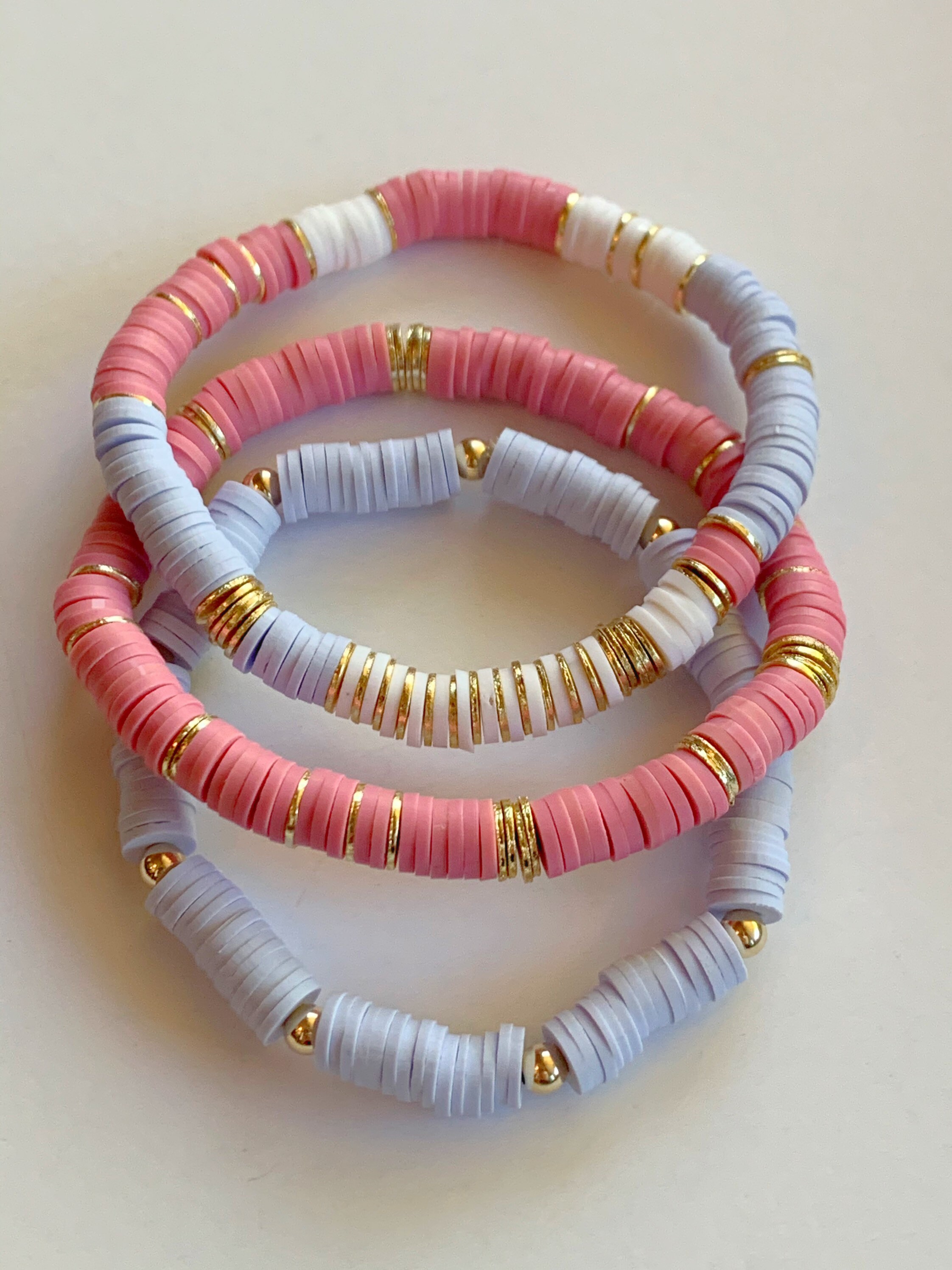 COTTON CANDY STACK Custom Bead Bracelet Heishi Bead Etsy