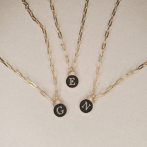 18 K Gold Plated Monogram Lock Necklace