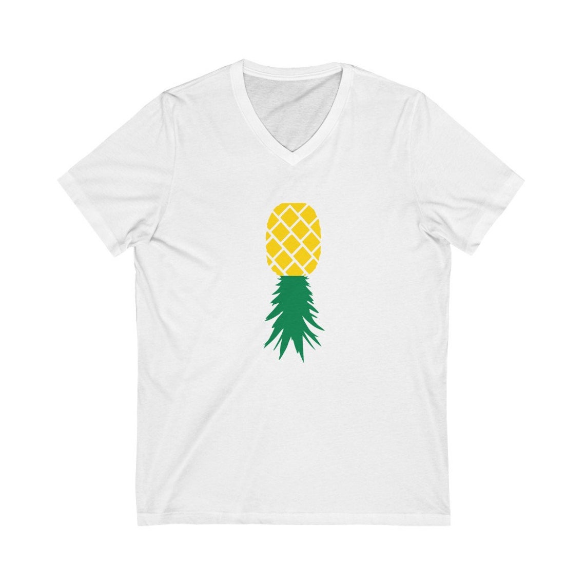Upside Down Pineapple Unisex VNeck TShirt Unisex Jersey Etsy