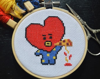 BTS BT21 Tata Pizza 4 Inch Counted Cross Stitch Pattern, Instant PDF Download, V