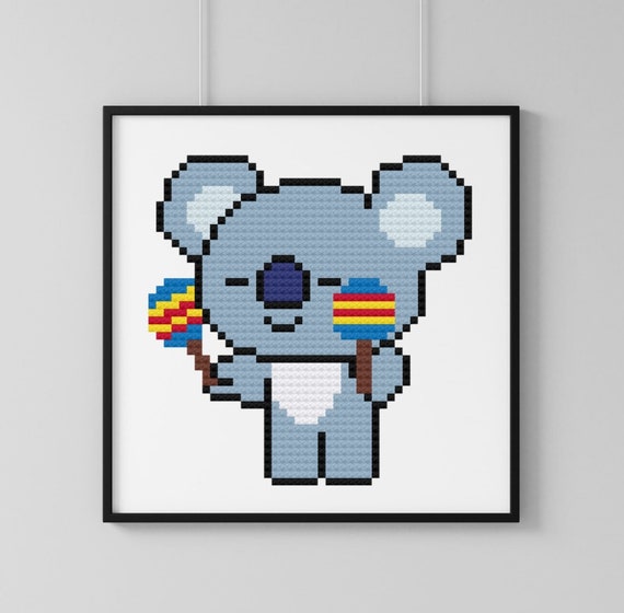 Bts Bt21 Koya Playing Music 4 Inch Counted Cross Stitch Etsy