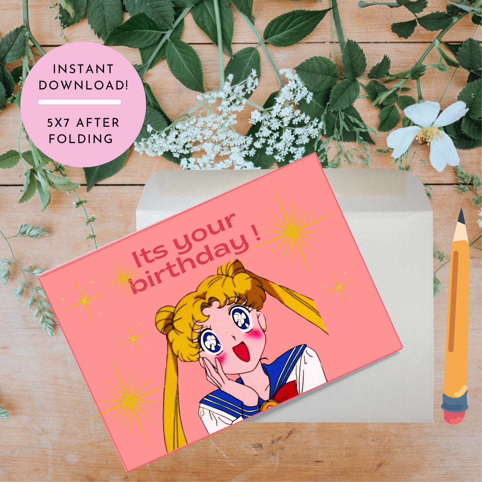 Sailor Moon Birthday Card Printable Cute Birthday Card Card - Etsy