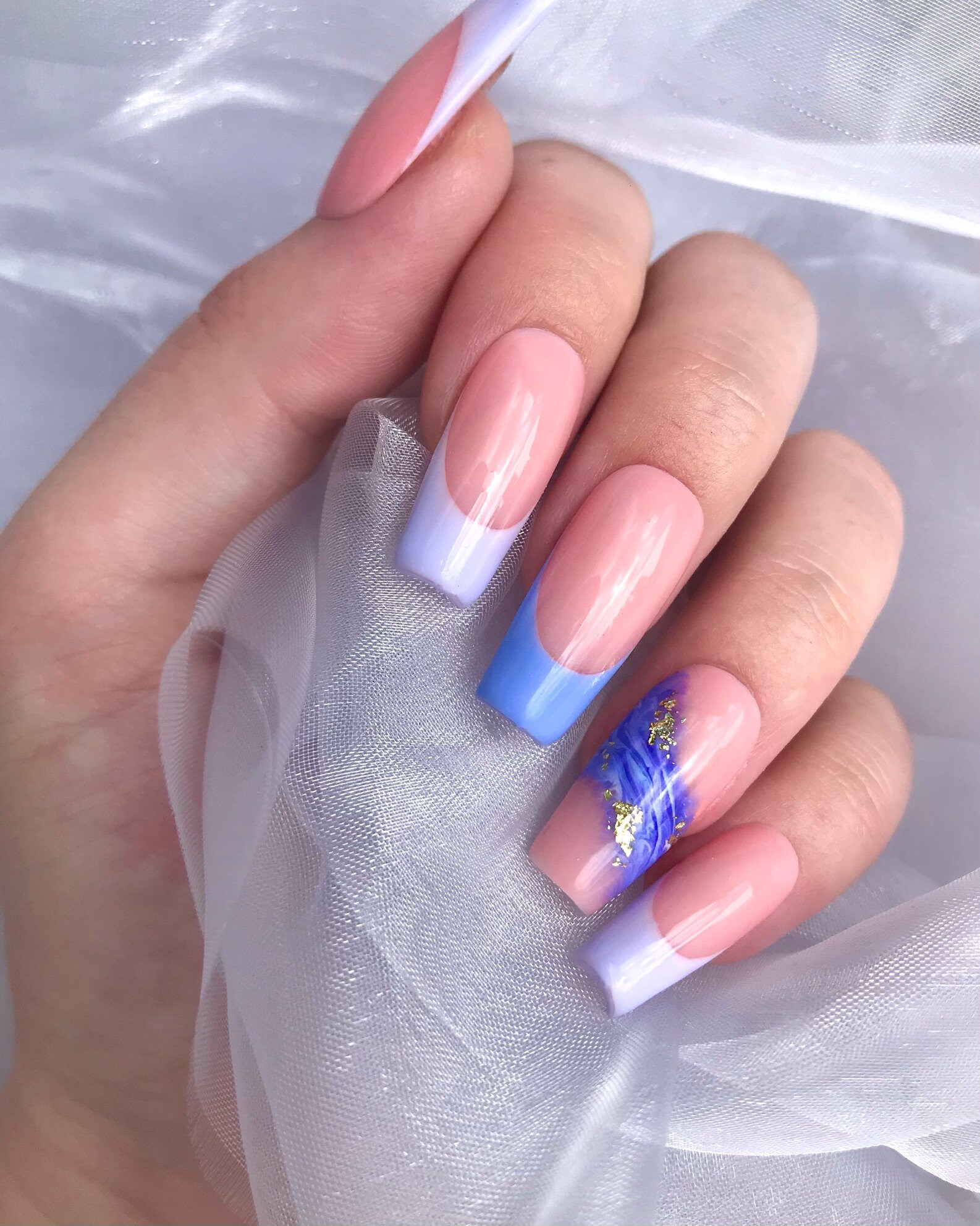 The CHARLOTTE Set of Press on Nails periwinkle Tips - Etsy