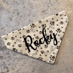 Dog bandana, personalised dog bandanas, over the collar bandana, bones and paws, puppy bandanas, dog owners gift, puppy gift, cute bandanas