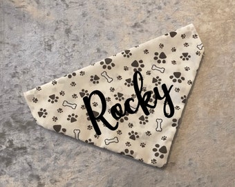 Personalized Dog Bandana: Bones & Paws, Over the Collar