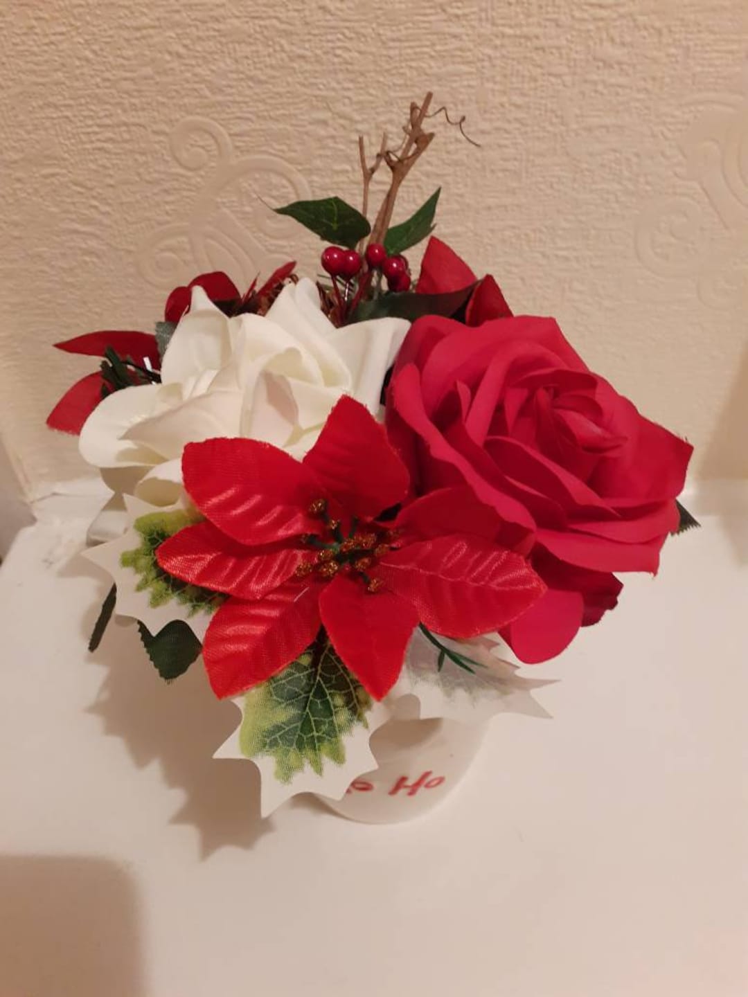 Christmas Artificial Floral Arrangement Flower Arrangement Etsy UK