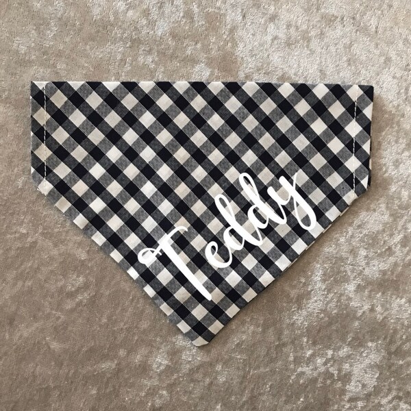 Handmade Skulls & Bones Dog Bandana - Slide-On Collar Neckerchief, Personalisable, Polycotton, UK Made