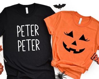 Couples Halloween Shirts, Peter Peter Pumpkin Eater, Funny Halloween Couples Costume, Matching Couples Tees, Inappropriate Halloween Shirts