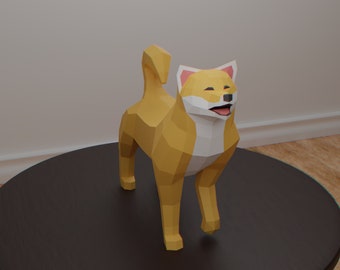 Shiba Inu 3D Papercraft Instant Download PDF Template | Cute DIY Home Decor | Gift For Dog Lovers | Puppy Pepakura | Canine Animal Trophy