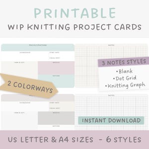 Utskrivbara stickprojektkort | US Letter och A4 (PDF)