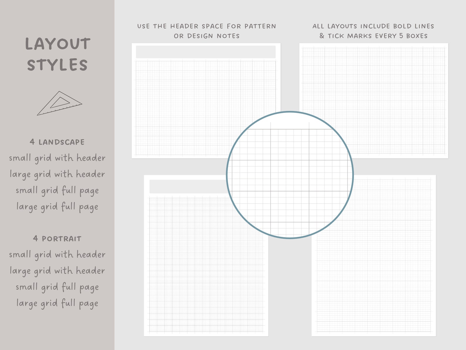 Knitting Graph Paper Set Printable PDF Digital PDF PNG Templates ...