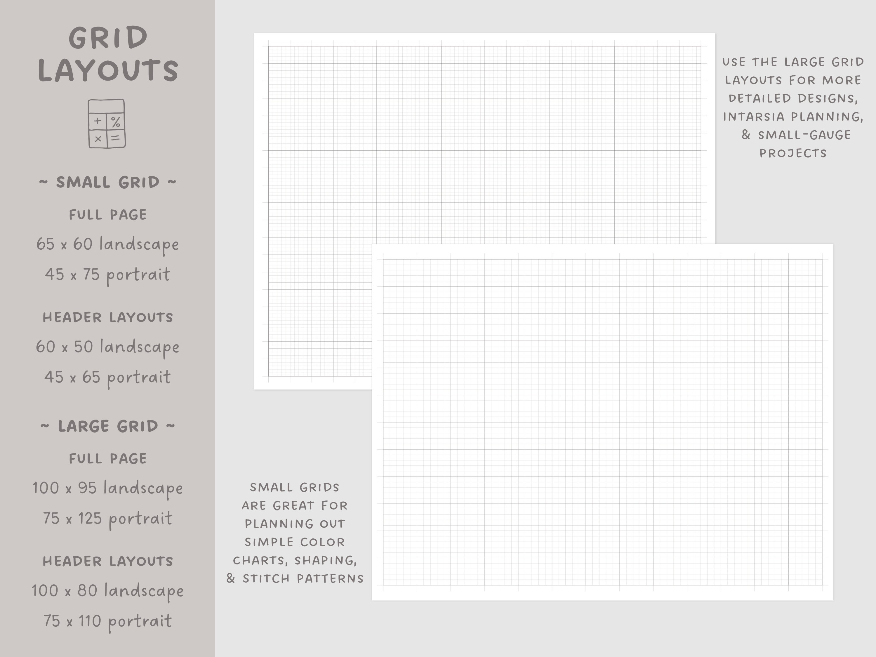 Knitting Graph Paper Set Printable PDF Digital PDF PNG Templates ...