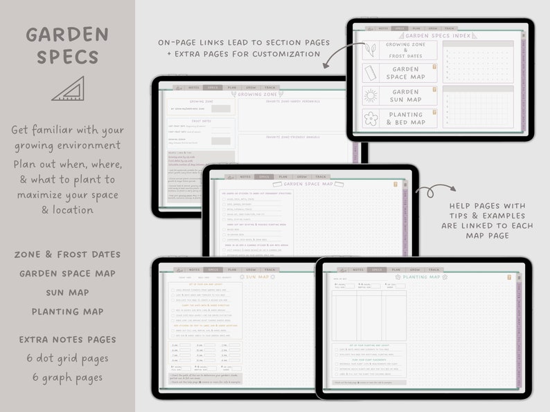 Digital planner templates to plan out planting space & bed layouts