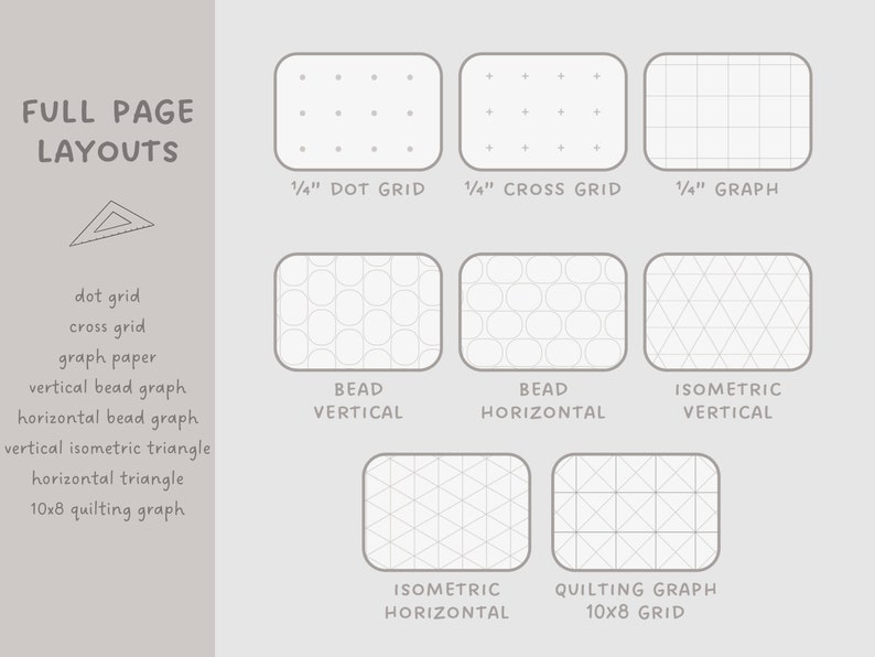 Crafting Graph Paper Template Set | Dot Grid, Isometric, Beading ...