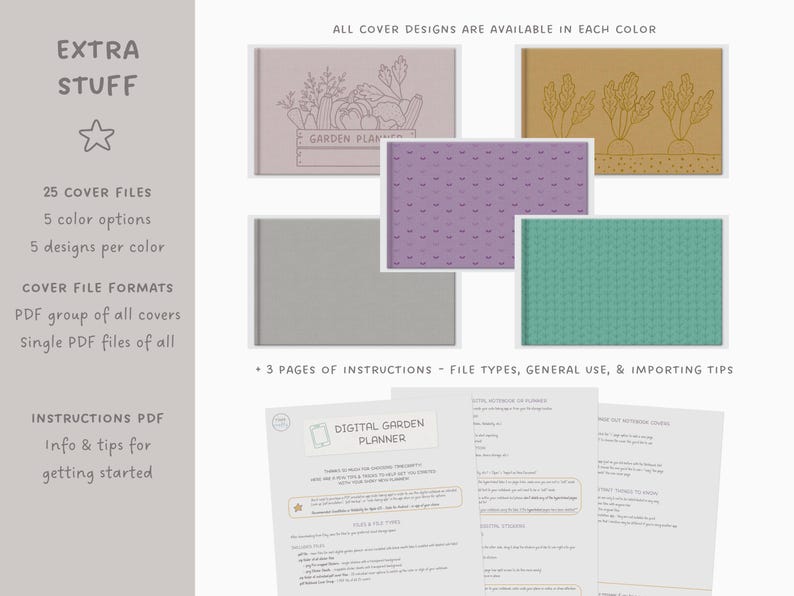 Extra covers for Digital Garden Planner made for use in digital planning apps