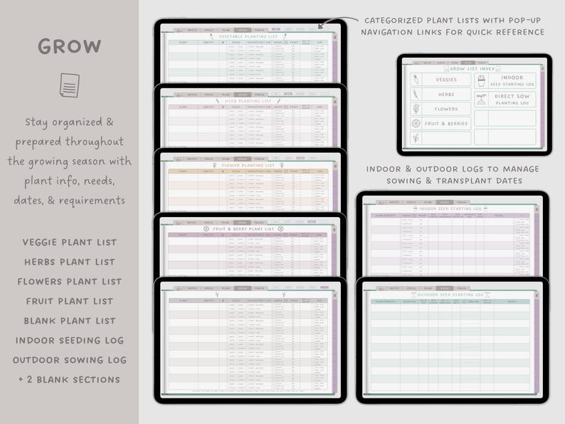 Digital gardening planner planting and maintenance lists for iPad planning