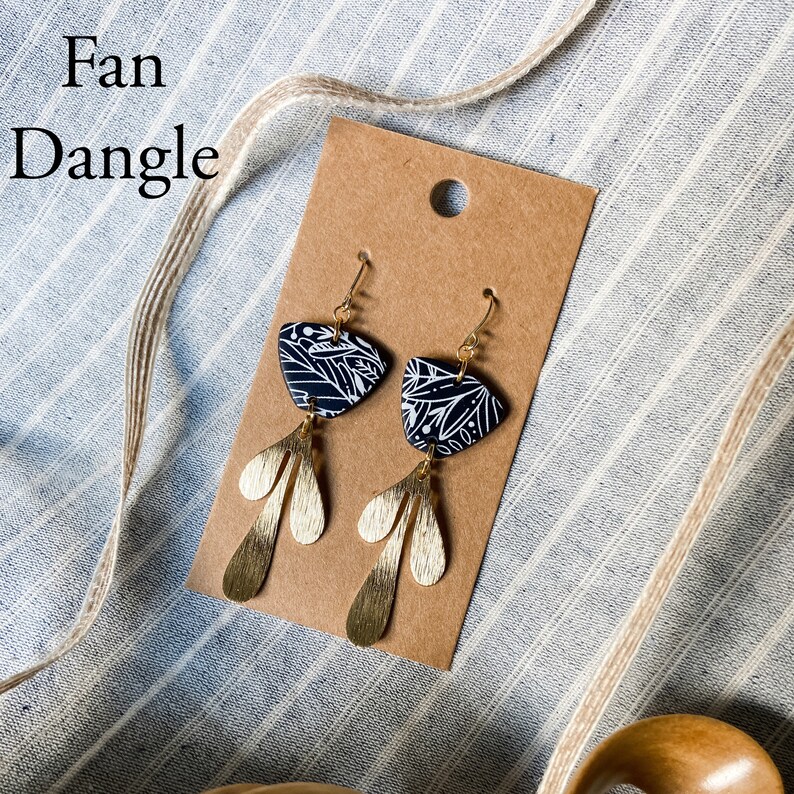 Polymer Clay Earrings Black /& White Floral Collection Hypoallergenic
