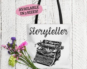 Storyteller Typewriter Tote Bag | Writer and Author Gifts | Book Worm | Journalist