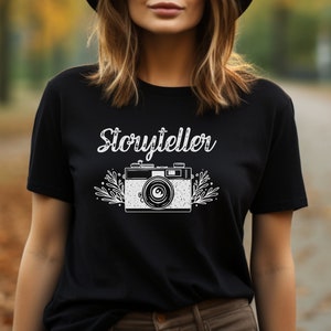 Storyteller Photographer Tee, Photography Gift For Women, Floral Crewneck, Camera T-Shirt, Photography Lover Shirt, Wedding Photographer