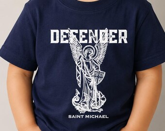 Saint Michael Kids Tee, Christian Toddler Shirt, Guardian Angel