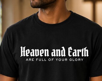 Catholic Men’s “Heaven and Earth” T-Shirt | Daily Mass Liturgy Tee | Christian Faith Apparel