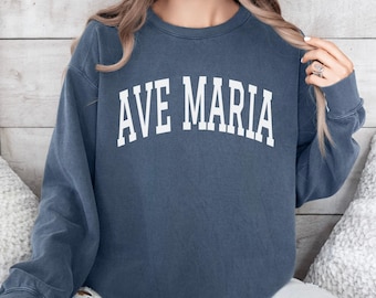 Sweat-shirt Comfort Colors Ave Maria | Ras du cou Marian Devotion | Cadeau catholique pour femme