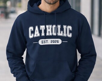 Catholic Est. 2026 Hoodie | OCIA RCIA Convert Gift | Unisex Catholic Fleece Pullover