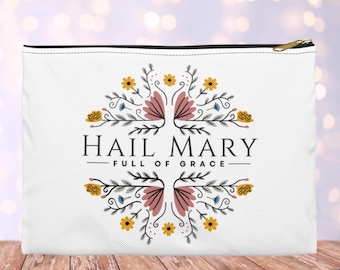 Hail Mary Zipper Pouch: Catholic Rosary Makeup Bag